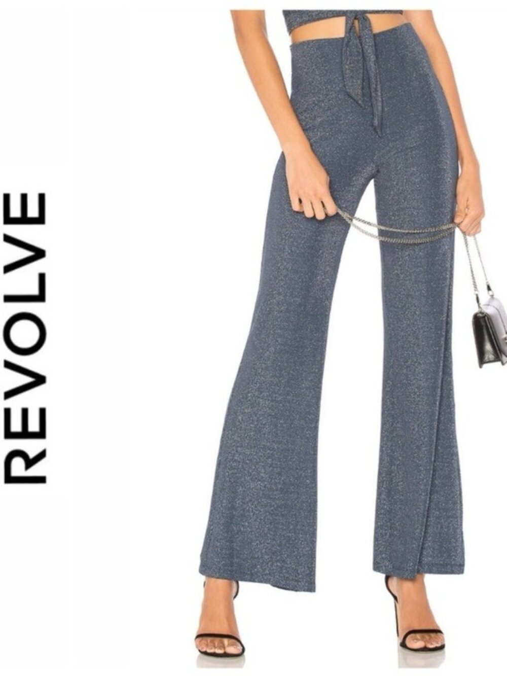 LPA High-Rise Shimmer Flare Pants Feminine Stretch Blue